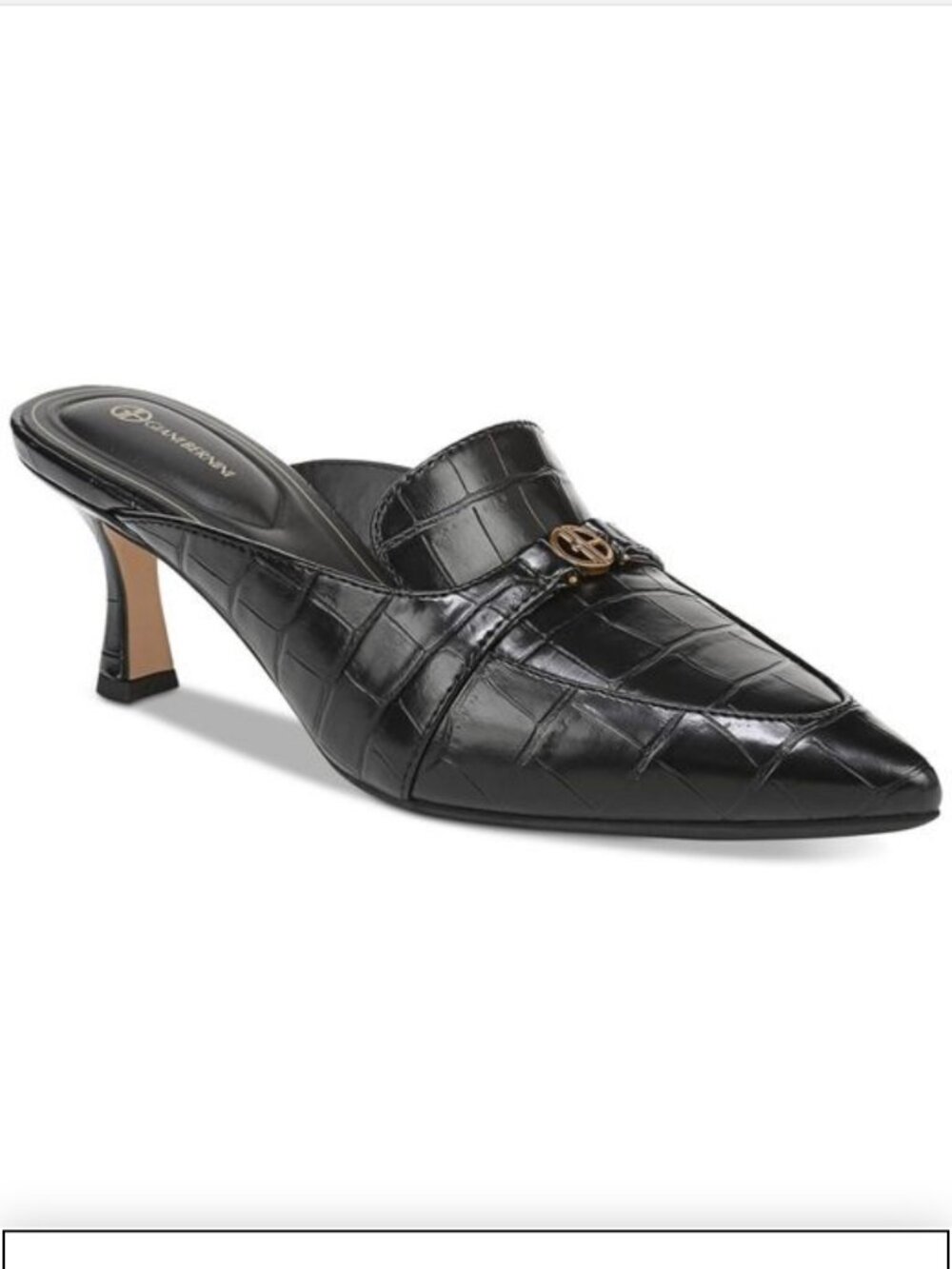 NWT Giani Bernini Black Croc-Embossed Mules